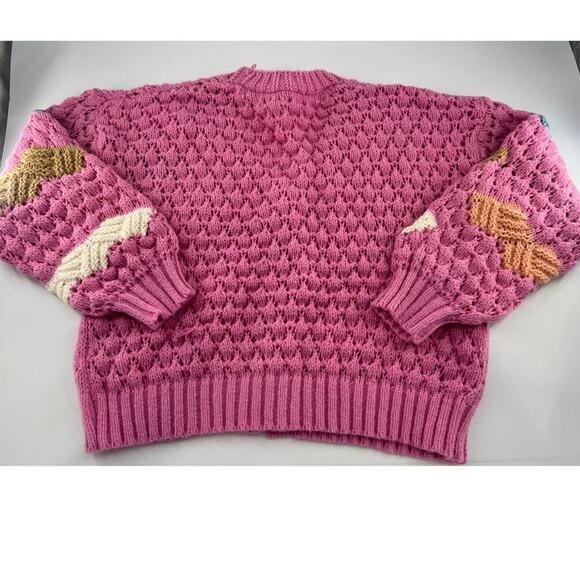 New In Cardigan Sweater Womens Pink Crochet Knit Y2K Grannycore Grandmacore New - Picture 9 of 11